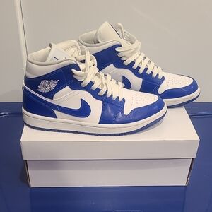 Jordan Men's White and Blue High-Top Sneakers